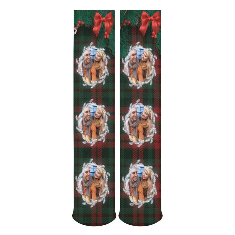 Custom Photo Bow Tie Sublimated Crew Socks Personalized Funny Photo Socks Gift for Christmas