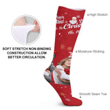 Custom Photo Couple Red Background Sublimated Crew Socks Personalized Funny Photo Socks Gift for Christmas