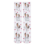 Custom Face Couple Sublimated Crew Socks Heart Wedding Socks Personalized Funny Photo Socks Gift