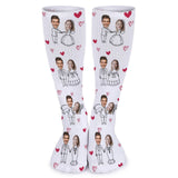 Custom Face Couple Sublimated Crew Socks Heart Wedding Socks Personalized Funny Photo Socks Gift