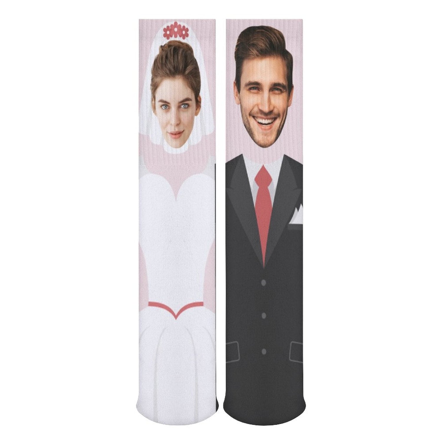 Custom Face Couple Sublimated Crew Socks Wedding Socks Personalized Funny Photo Socks Gift