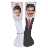 Custom Face Couple Sublimated Crew Socks Wedding Socks Personalized Funny Photo Socks Gift