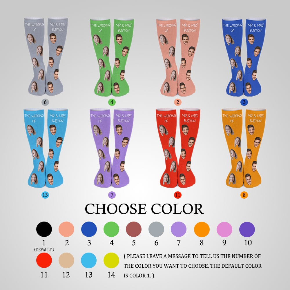 Custom Face&amp;Name Couple Sublimated Crew Socks Black Background Socks Personalized Funny Photo Socks Gift