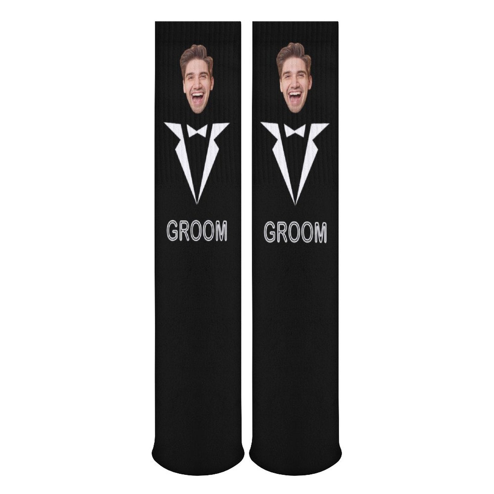 Custom Face Sublimated Crew Socks Black Background Socks Personalized Funny Photo Socks Gift