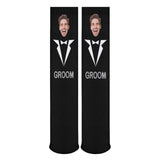 Custom Face Sublimated Crew Socks Black Background Socks Personalized Funny Photo Socks Gift