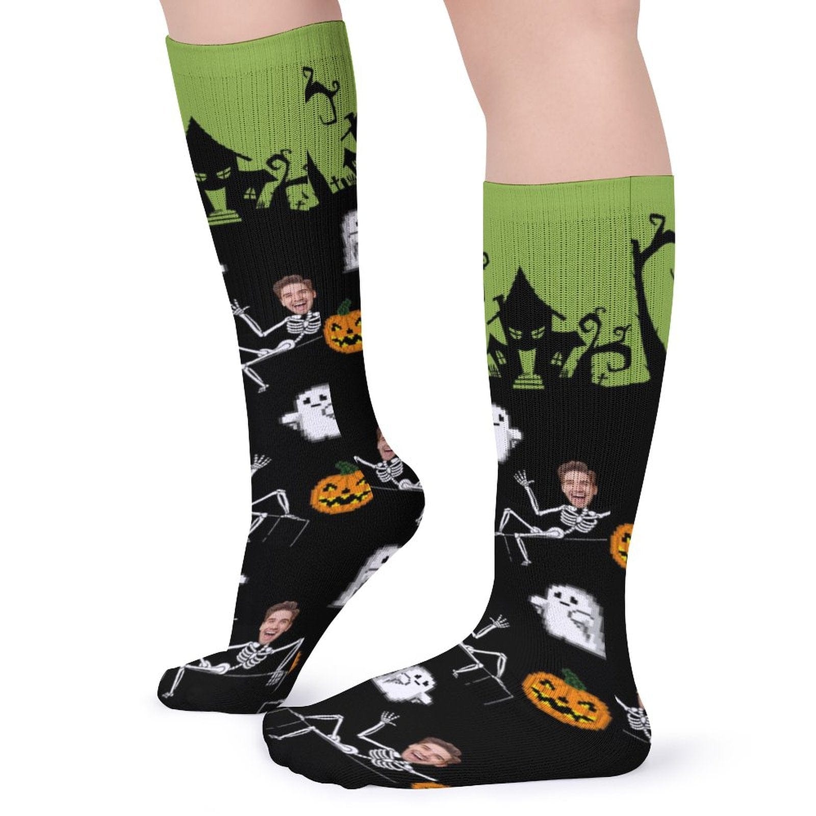 Custom Face Sublimated Crew Socks Halloween Socks Personalized Funny Photo Socks Gift