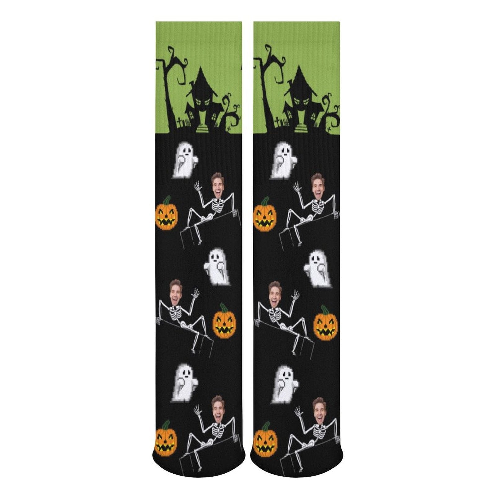 Custom Face Sublimated Crew Socks Halloween Socks Personalized Funny Photo Socks Gift