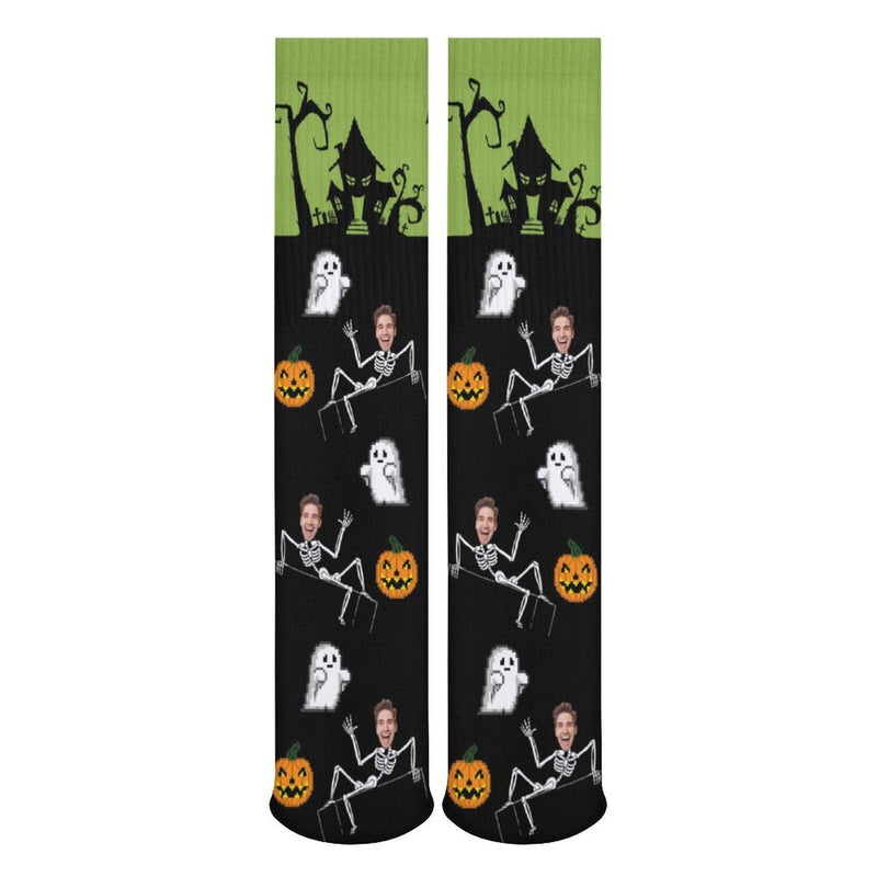 Custom Face Sublimated Crew Socks Halloween Socks Personalized Funny Photo Socks Gift