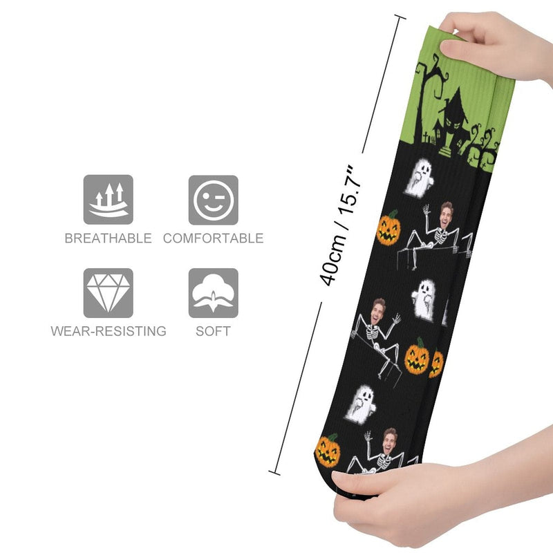 Custom Face Sublimated Crew Socks Halloween Socks Personalized Funny Photo Socks Gift