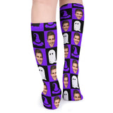 Custom Face Sublimated Crew Socks Purple Socks Personalized Funny Photo Socks Gift for Halloween