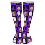 Custom Face Sublimated Crew Socks Purple Socks Personalized Funny Photo Socks Gift for Halloween