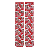 Custom Face Sublimated Crew Socks Red Hat Socks Personalized Funny Photo Socks Gift for Christmas