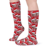 Custom Face Sublimated Crew Socks Red Hat Socks Personalized Funny Photo Socks Gift for Christmas