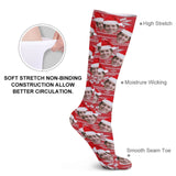 Custom Face Sublimated Crew Socks Red Hat Socks Personalized Funny Photo Socks Gift for Christmas