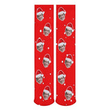 Custom Face Sublimated Crew Socks Red Socks Personalized Funny Photo Socks Gift for Christmas