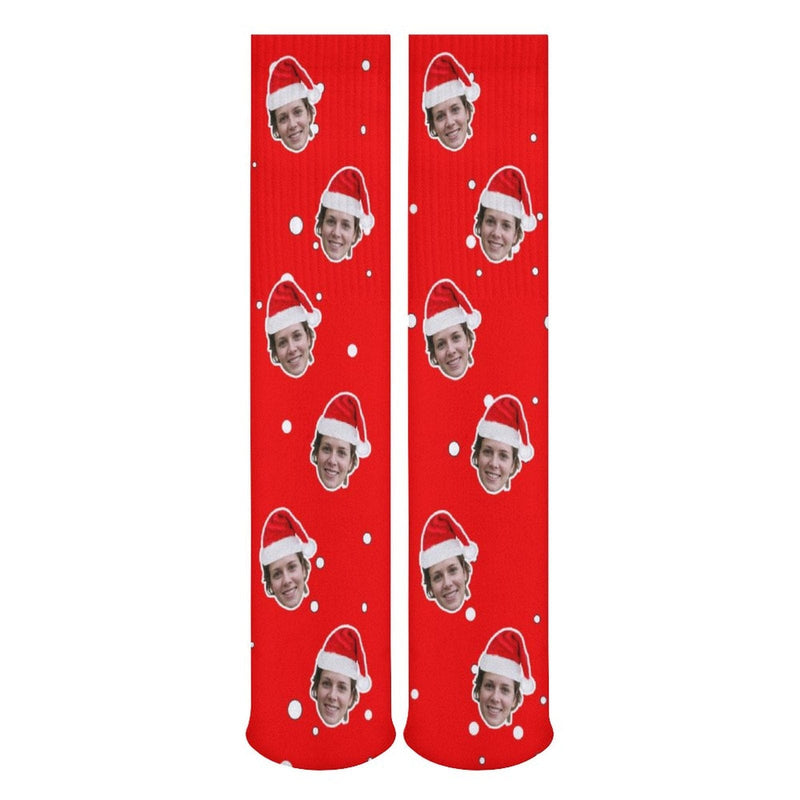 Custom Face Sublimated Crew Socks Red Socks Personalized Funny Photo Socks Gift for Christmas