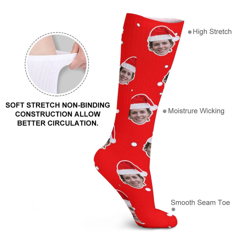 Custom Face Sublimated Crew Socks Red Socks Personalized Funny Photo Socks Gift for Christmas