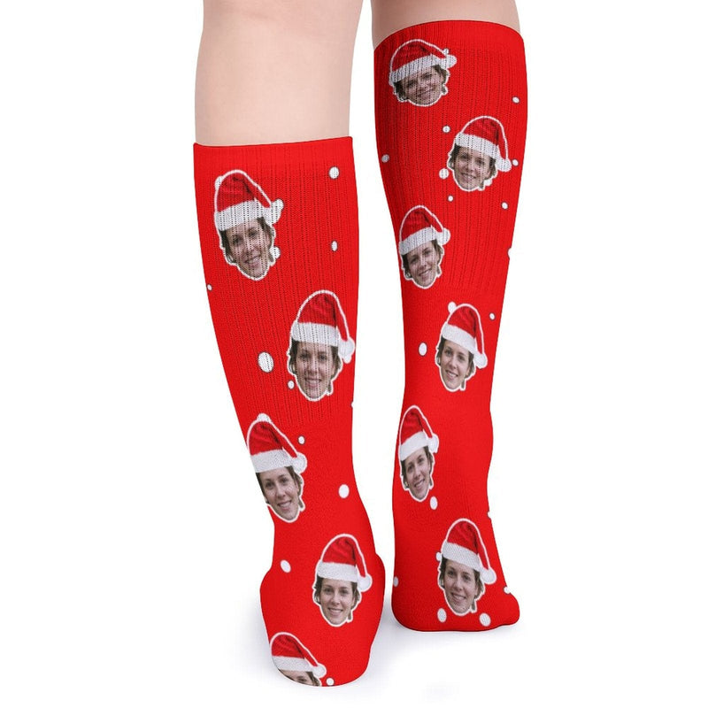 Custom Face Sublimated Crew Socks Red Socks Personalized Funny Photo Socks Gift for Christmas