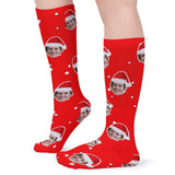 Custom Face Sublimated Crew Socks Red Socks Personalized Funny Photo Socks Gift for Christmas