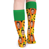 Custom Face Sublimated Crew Socks Yellow Socks Personalized Funny Photo Socks Gift for Halloween