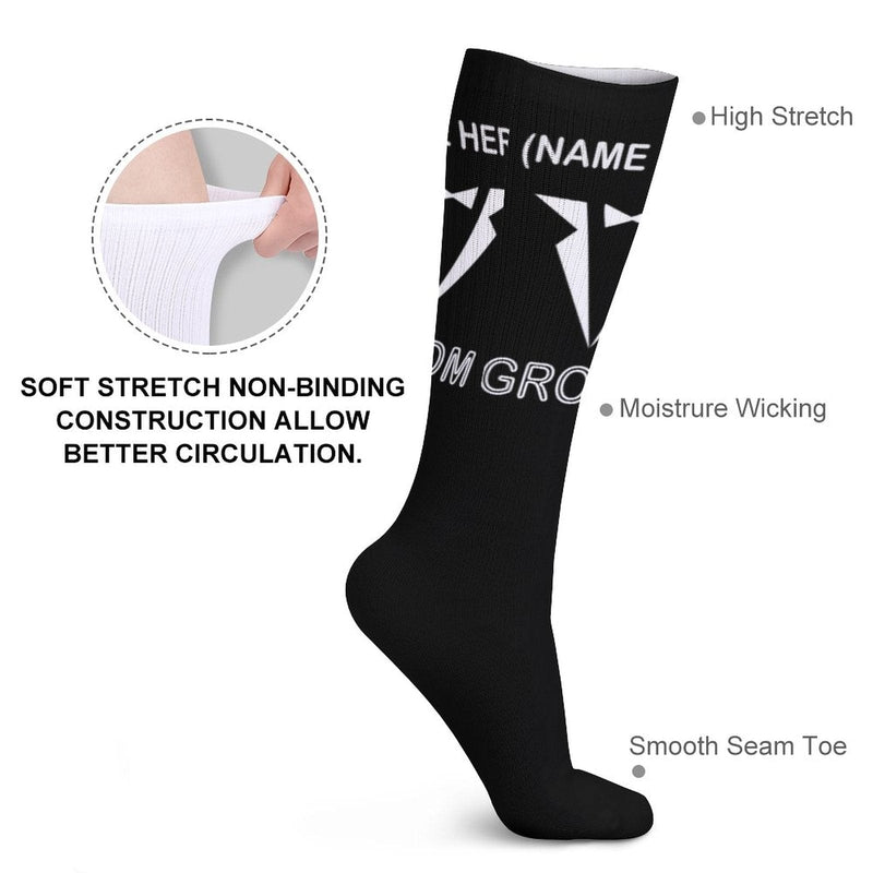 Custom Name Sublimated Crew Socks Black Background Socks Personalized Funny Socks Gift