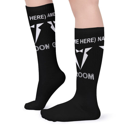 Custom Name Sublimated Crew Socks Black Background Socks Personalized Funny Socks Gift