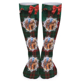 Custom Photo Bow Tie Sublimated Crew Socks Personalized Funny Photo Socks Gift for Christmas