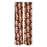 Custom Seamless Funny Face Sublimated Crew Socks Personalized Pohto Face on Socks All Over Print Gift Unisex