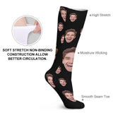 Face on Socks Custom Black Background Personalized Sublimated Crew Socks Gift Idea For Men Women