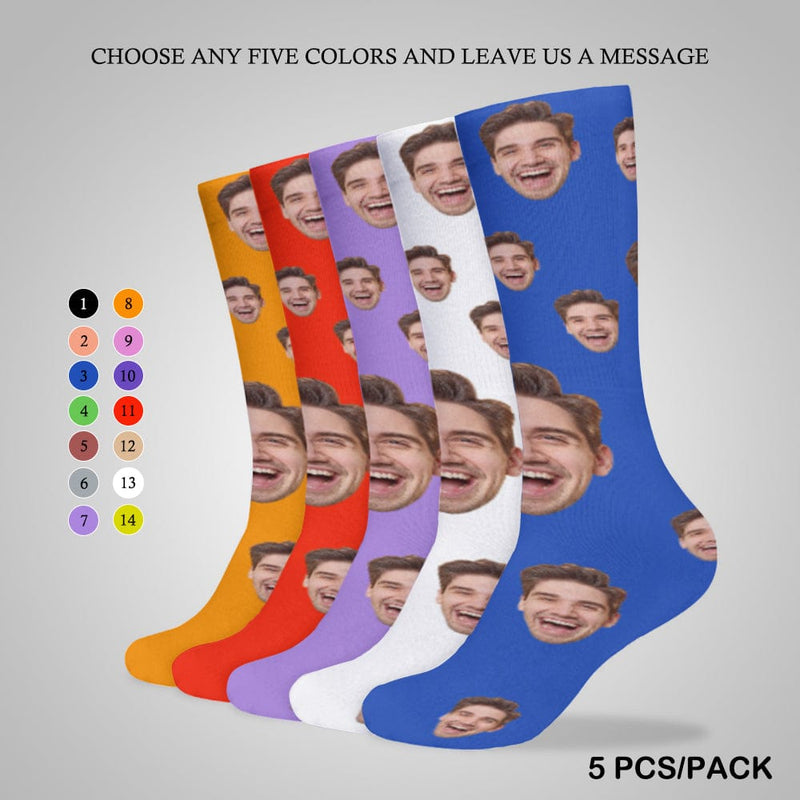 Face on Socks Custom Black Background Personalized Sublimated Crew Socks Gift Idea For Men Women