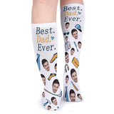 Father's Day-Custom Face Sublimated Crew Socks Best Dad Ever Personalized Pohto Face on Socks All Over Print Gift