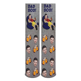 Father's Day-Custom Face Sublimated Crew Socks Dad Bod Personalized Pohto Face on Socks All Over Print Gift