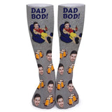 Father's Day-Custom Face Sublimated Crew Socks Dad Bod Personalized Pohto Face on Socks All Over Print Gift