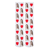 Red Heart Socks with Face Custom Personalized White Background Sublimated Crew Socks