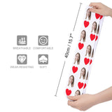 Red Heart Socks with Face Custom Personalized White Background Sublimated Crew Socks