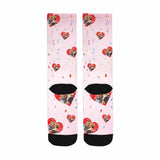 [Made In USA]Custom Couple Face Socks Personalized Love Heart Sublimated Crew Socks Unisex Gift for Men Women