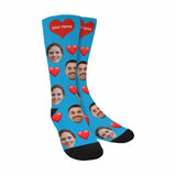 [Made In USA]Custom Couple Socks with Face&Name Personalized Photo Sublimated Crew Socks Unisex Gift for Men Women