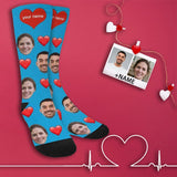 [Made In USA]Custom Couple Socks with Face&Name Personalized Photo Sublimated Crew Socks Unisex Gift for Men Women