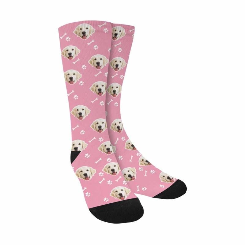 [Made In USA]Custom Dog Face Socks Funny Printed Photo Pet Socks Personalized Picture Sublimated Crew Socks