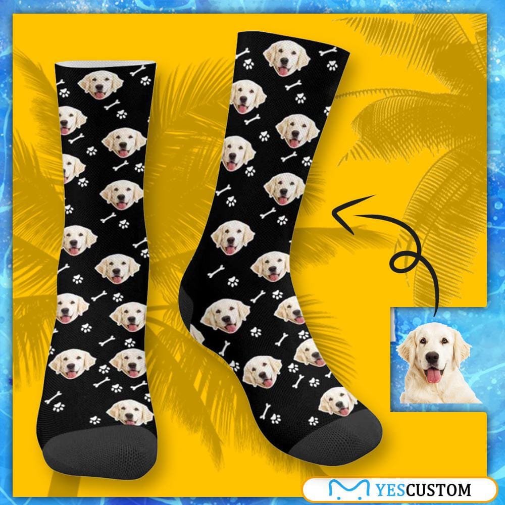 [Made In USA]Custom Dog Face Socks Funny Printed Photo Pet Socks Personalized Picture Sublimated Crew Socks