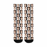 [Made In USA]Custom Face Black & White Grid Socks Personalized Sublimated Crew Socks Unisex Gift for Men Women