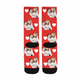 [Made In USA]Custom Face Couple Socks Love Heart Sublimated Crew Socks Personalized Picture Socks Unisex Gift for Men Women