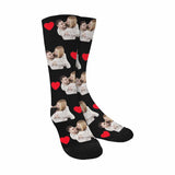 [Made In USA]Custom Face Couple Socks Love Heart Sublimated Crew Socks Personalized Picture Socks Unisex Gift for Men Women