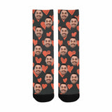 [Made In USA]Custom Face Heart Socks Personalized Picture Sublimated Crew Socks Unisex Gift for Men Women