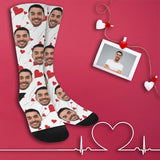 [Made In USA]Custom Face Love Balloons Socks Personalized Picture Sublimated Crew Socks Unisex Gift for Men Women