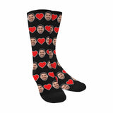 [Made In USA]Custom Face Love Heart Sublimated Crew Socks Personalized Photo Socks