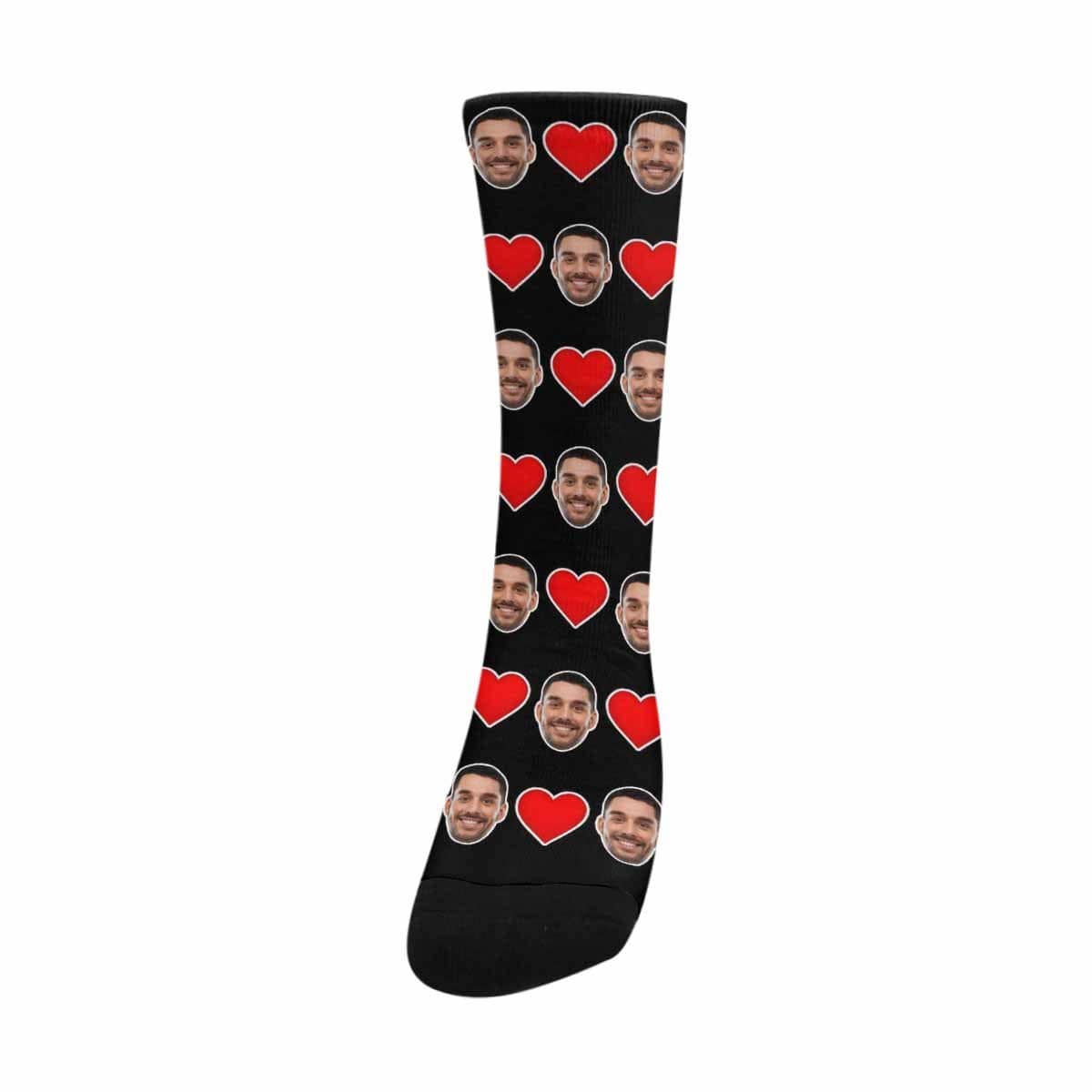 [Made In USA]Custom Face Love Heart Sublimated Crew Socks Personalized Photo Socks