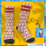 [Made In USA]Custom Face&Name Socks Faces On Socks Personalized Photo Cute Baby Sublimated Crew Socks