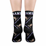 Custom Face&Name&Text Socks Personalized Black White Sublimated Crew Socks Unisex Gift for Men Women