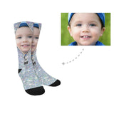 [Made In USA]Custom Face Printed on Socks Zipper Silvery Sublimated Crew Socks Personalized Picture Socks Unisex Gift for Men Women